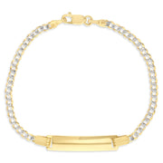 14K Solid Gold Cuban WP Baby ID Bracelet - 6'