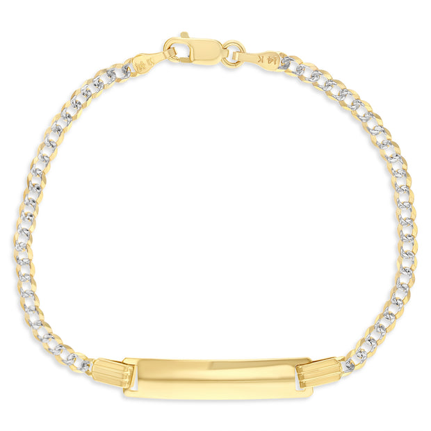 14K Solid Gold Cuban WP Baby ID Bracelet - 6'