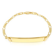 14K Solid Gold Figaro 3+1 ID Bracelet - 7.5'