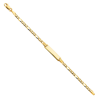 14K Solid Gold Figaro 3+1 Baby ID Bracelet - 6'