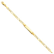 14K Solid Gold Figaro 3+1 WP Baby ID Bracelet - 6'