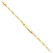 14K Solid Gold Figaro 3+1 WP Baby ID Bracelet - 6'