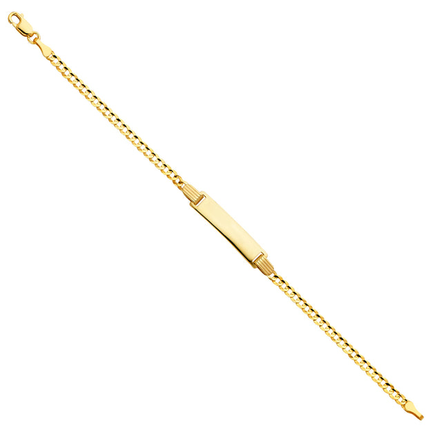 14K Solid Gold Cuban Baby ID Bracelet - 6'