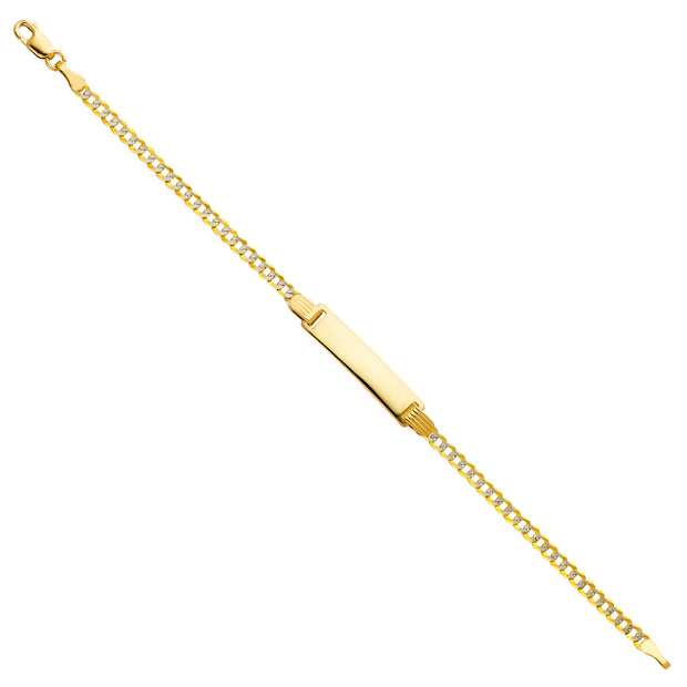 14K Solid Gold Cuban WP Baby ID Bracelet - 6'