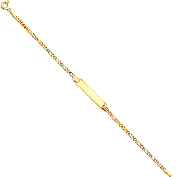 14K Solid Gold Hollow Cuban Baby ID Bracelet - 6'