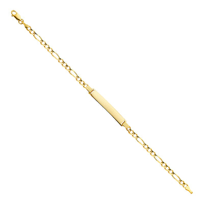 14K Solid Gold Figaro 3+1 ID Bracelet - 7.5'