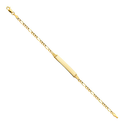 14K Solid Gold Figaro 3+1 ID Bracelet - 7.5'