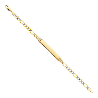 14K Solid Gold Figaro 3+1 WP ID Bracelet - 7.5'