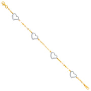 14K Solid Gold Light Hearts Bracelet- 7.5'