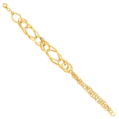 14K Solid Gold Light Hollow Bracelet - 7.5'