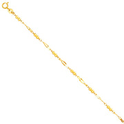 14K Solid Gold Light Beads Bracelet - 7+'