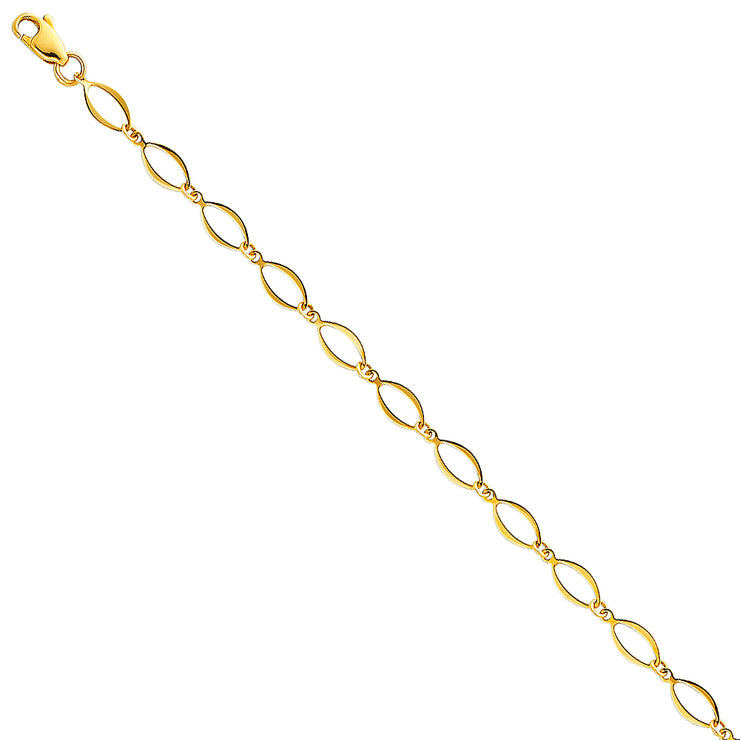 14K Solid Gold Light Bracelet - 7.25'