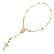 14K Solid Gold Rosary Beads Prayer Bracelet - 7.25'