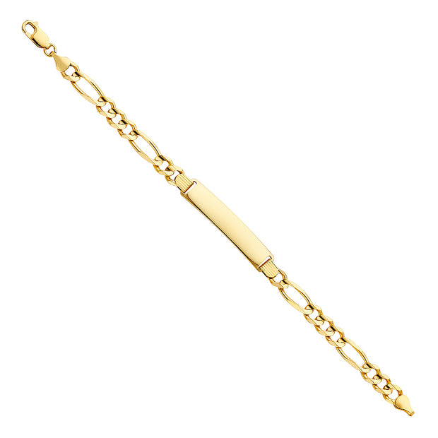 14K Solid Gold Figaro 3+1 ID Bracelet  - 8.5'