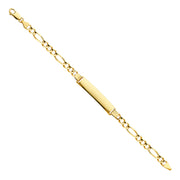 14K Solid Gold Figaro 3+1 ID Bracelet  - 8'