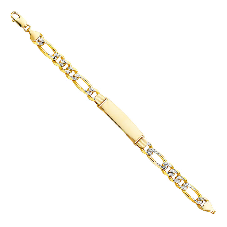 14K Solid Gold Figaro 3+1 WP ID Bracelet  - 8.5'