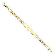 14K Solid Gold Figaro 3+1 WP ID Bracelet  - 8.5'