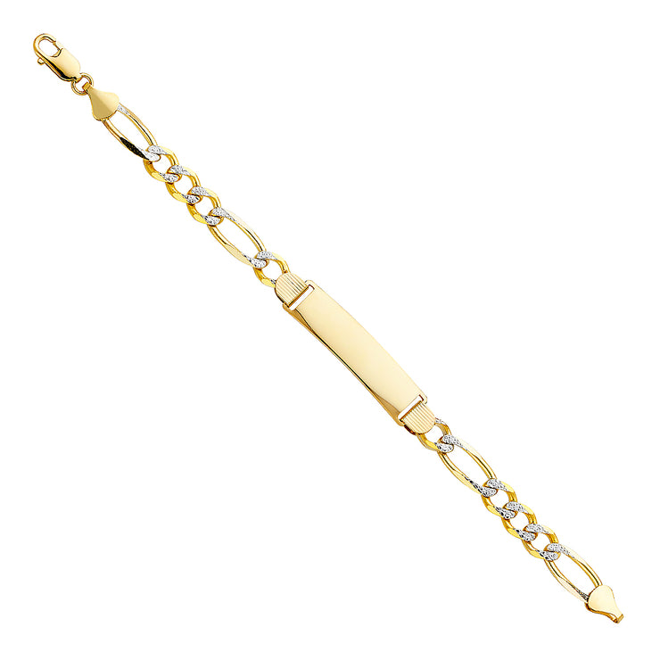 14K Solid Gold Figaro 3+1 WP ID Bracelet  - 8.5'