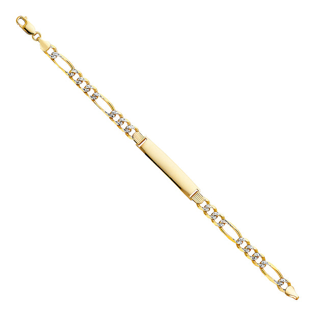 14K Solid Gold Figaro 3+1 WP ID Bracelet  - 8.5'