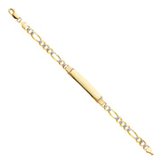 14K Solid Gold Figaro 3+1 WP ID Bracelet  - 8'