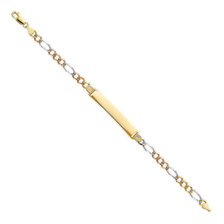 14K Gold Figaro 3+1 ID Bracelet  - 7.5'