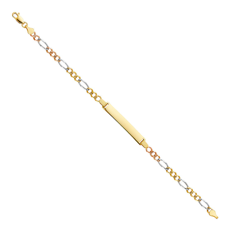 14K Gold Figaro 3+1 ID Bracelet  - 7.5'