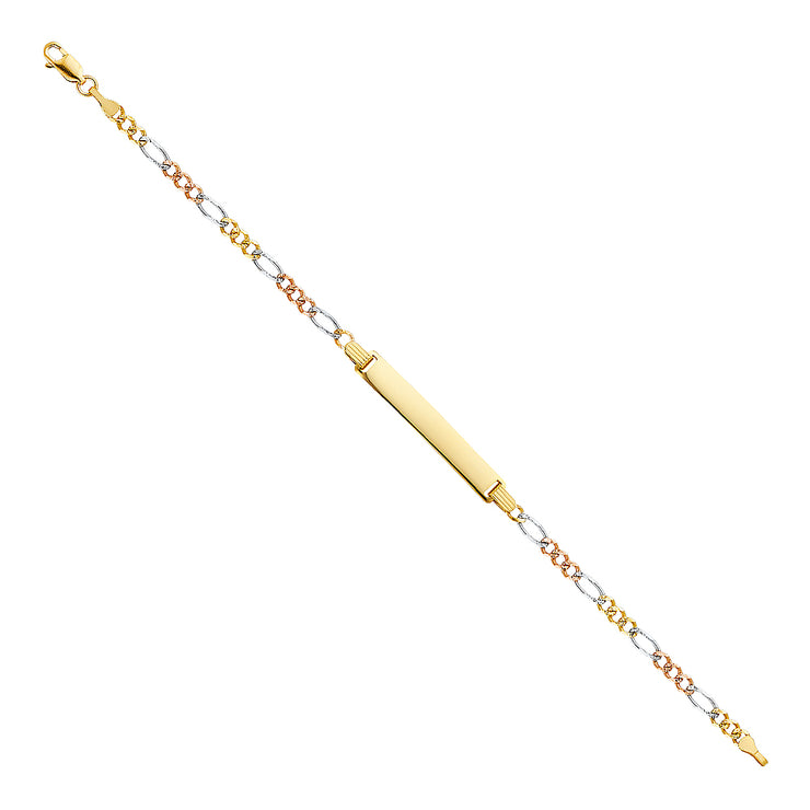 14K Gold Figaro 3+1 ID Bracelet  - 7.5'