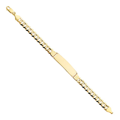 14K Solid Gold Cuban ID Bracelet  - 8.5'