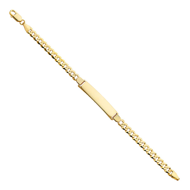 14K Solid Gold Cuban ID Bracelet  - 8'