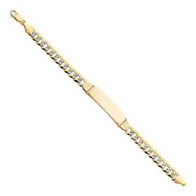 14K Solid Gold Cuban WP ID Bracelet  - 8.5'