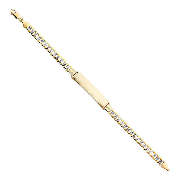 14K Solid Gold Cuban WP ID Bracelet  - 8'