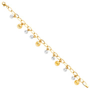 14K Gold Light Bead Balls Hollow Bracelet - 7.5'