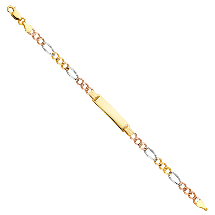 14K Gold Figaro 3+1 Baby ID Bracelet - 6'