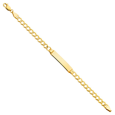 14K Solid Gold Cuban Baby ID Bracelet - 6'