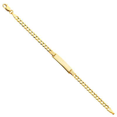 14K Solid Gold Cuban Baby ID Bracelet - 6'