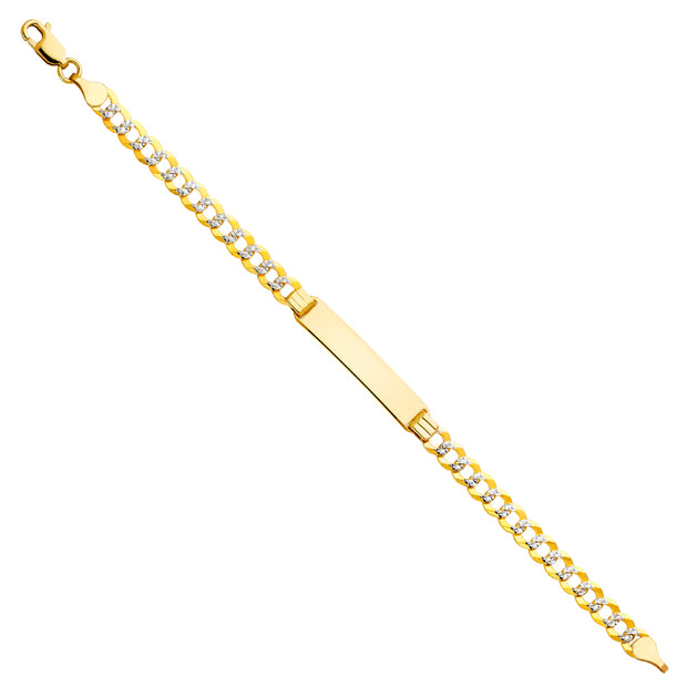 14K Solid Gold Cuban WP Baby ID Bracelet - 6'