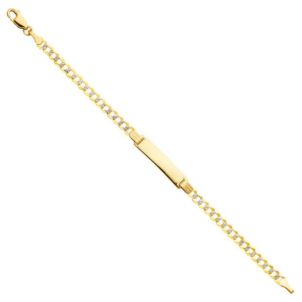 14K Solid Gold Cuban WP Baby ID Bracelet - 6'