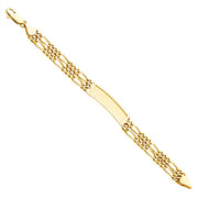 14K Solid Gold 2L Figaro Frame Junior ID Bracelet - 6'