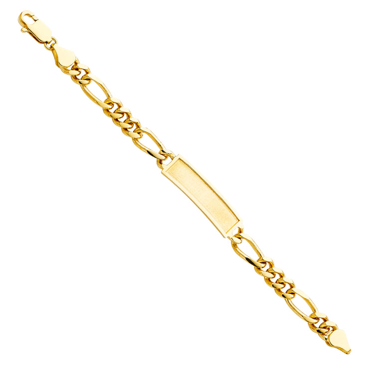 14K Solid Gold Figaro Frame Junior ID Bracelet - 6'