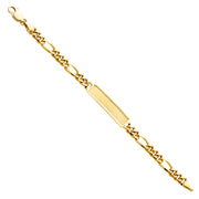 14K Solid Gold Figaro Frame Junior ID Bracelet - 6'