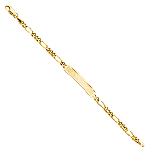 14K Solid Gold Figaro Frame Junior ID Bracelet - 6'