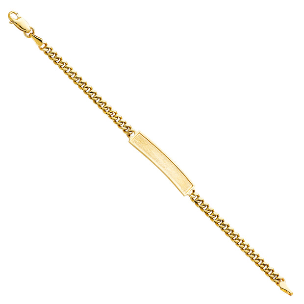 14K Solid Gold Cuban Frame Junior ID Bracelet - 6'