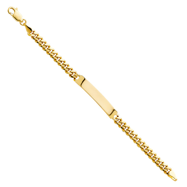 14K Solid Gold Cuban Plain Junior ID Bracelet - 6'