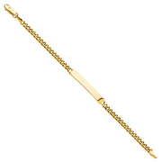 14K Solid Gold Cuban Plain Junior ID Bracelet - 6'