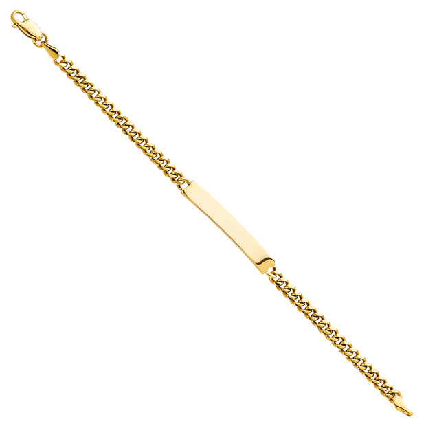 14K Solid Gold Cuban Plain Junior ID Bracelet - 6'