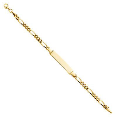 14K Solid Gold Figaro Plain Baby ID Bracelet - 6'