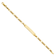 14K Solid Gold Figaro Plain Baby ID Bracelet - 6'