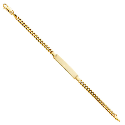 14K Solid Gold Cuban Plain Baby ID Bracelet - 6'