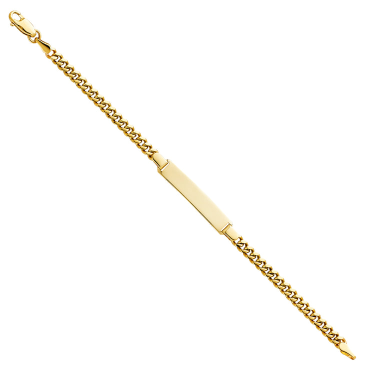 14K Solid Gold Cuban Plain Baby ID Bracelet - 6'