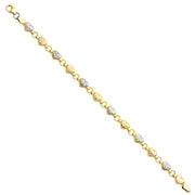 14K Solid Gold Stampato Hearts Bracelet - 7.25'